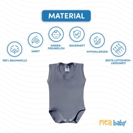 MEA BABY Unisex Baby Underarm Bodysuit Made of 100% Cotton, Pack of 5, White Baby Bodysuit for Girls, Baby Bodysuit White for Boys, Boys.