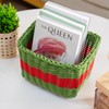 HODAKJUE Handwoven Plastic Wicker Storage Basket, Waterproof Red Green Stripe