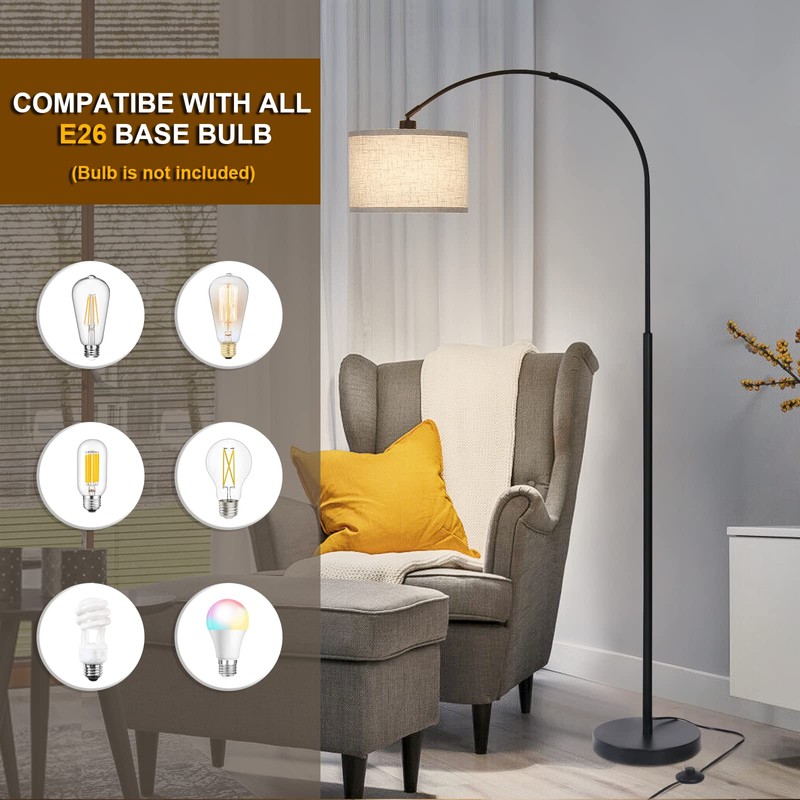 Arc Floor Lamps for Living Room, Modern Standing Lamp with