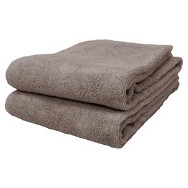 8 Year Towel, Mini Bath Towel, Big Face Towel, 15.7 x 39.4 inches (40 x 100 cm), 100% Cotton, Thin, Quick Drying, Highly Absorbent, Large, No Bulk, Gray, Set of 2