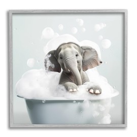 Stupell Industries Elephant Bubble Bath Framed Giclee Art by Lazar Studio
