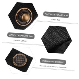 Baluue Travel Jewelry Organizer Roll Canvas Watch Band Storage Pouch for Up to Watches Lightweight Durable Stylish Travel Accessories Bag for Men and Women