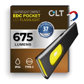 Commercial Lighting Technologies CLT Compact Multi-Mode Pocket LED Flashlight, Rechargeable USB C, IPX4 Water Resistant, Red Blue Strobe, Dual Material Design Ideal for EDC and Travel