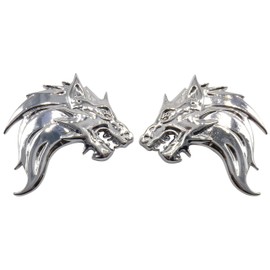 Wolf 3D Metal Car Emblem / Sticker, Left / Right Orientation, Paste-on, Double Sided Tape Included