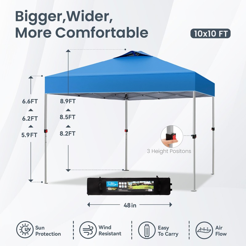 PHI VILLA Pop-up Canopy 10x10 Patio Tent Instant Gazebo Canopy