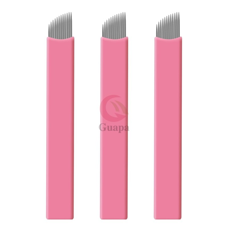 30PCS Nano Microblading Needles 0.15MM Pink Nano Fine Blade Tattoo