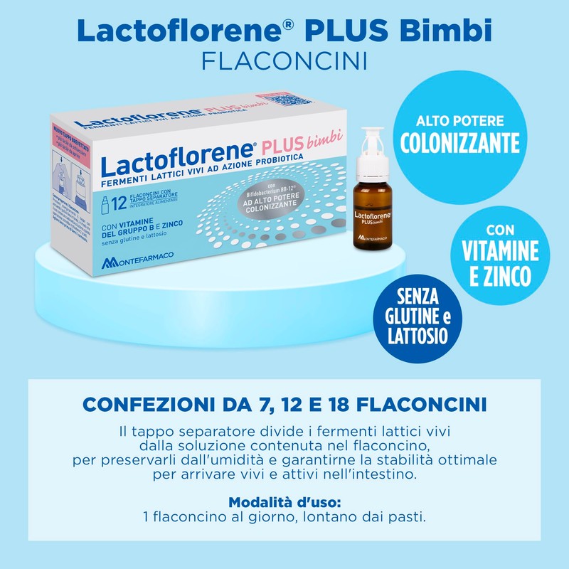 LACTOFLORENE Plus Bimbi, Fermenti Lattici, Probiotici, Senza Glutine Senza Lattosio