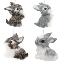 Kurt Adler - Furry Bunny Ornaments - Set of 4