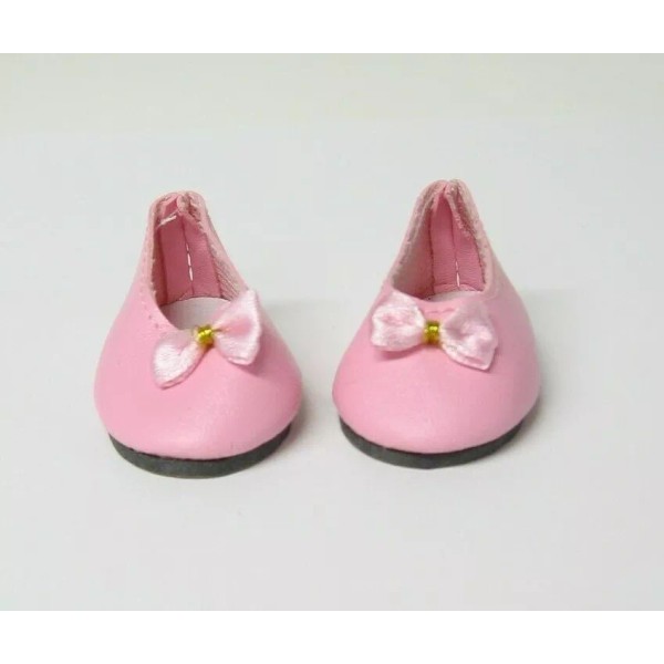 Antinas Pink Slip-On Doll Shoes with Bow 2" long X