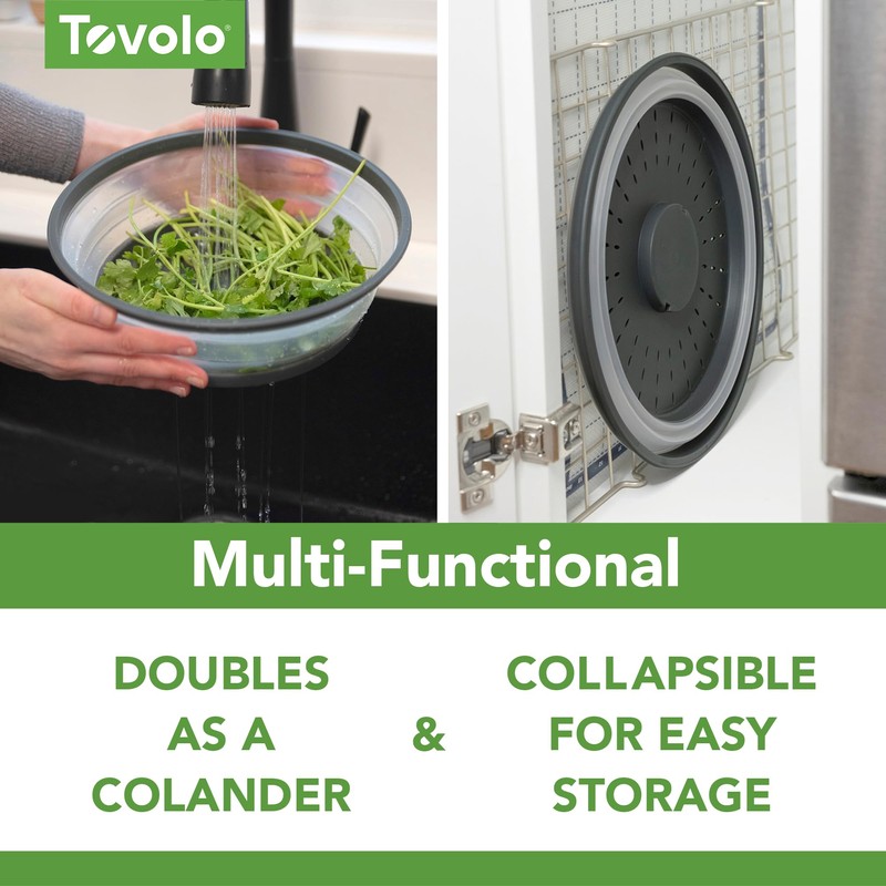 Tovolo Microwave Splatter Cover for Food, Medium (Charcoal) - Collapsible
