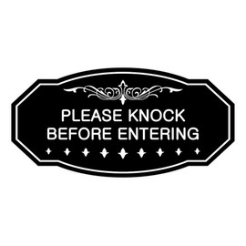 Signs ByLITA Victorian Please Knock Before Entering Sign (Black) - Small