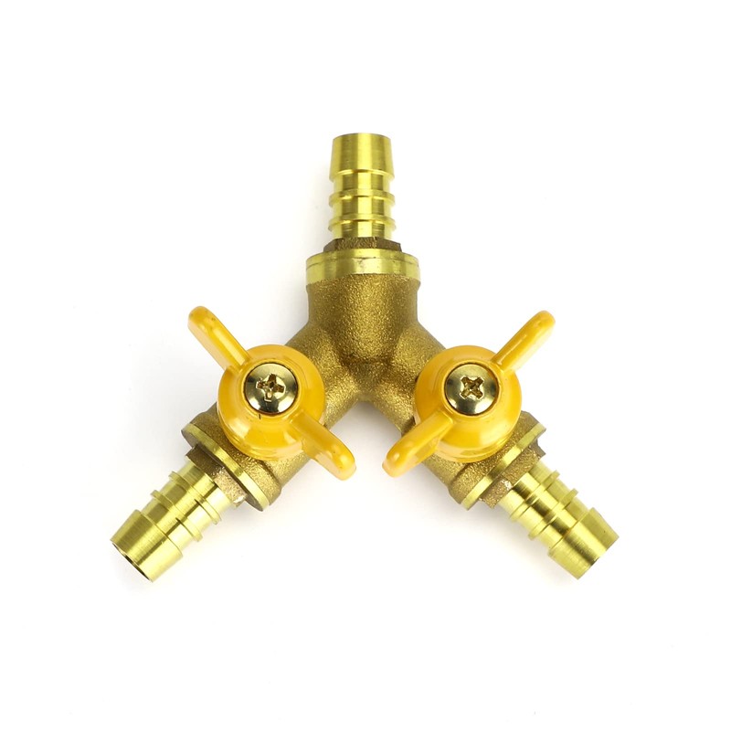 Areyourshop 3/8" Hose Barb Ball Valve Y Shaped 3 Way