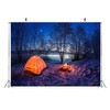 CORFOTO Fabric 7x5ft Camping Backdrop Night Lakeside Starry Sky Bonfire