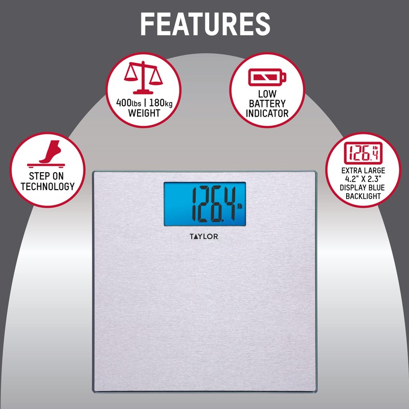 Taylor Digital Scales for Body Weight, 400 LB Capacity, Unique