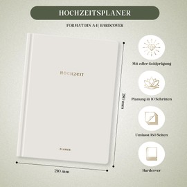 BIROYAL Wedding Planner German for the Big Day, 160 Pages Wedding Planner with Schedule, Checklists, Schedule and Tips, Wedding Book with Calendar, Great Engagement Gift - DIN A4