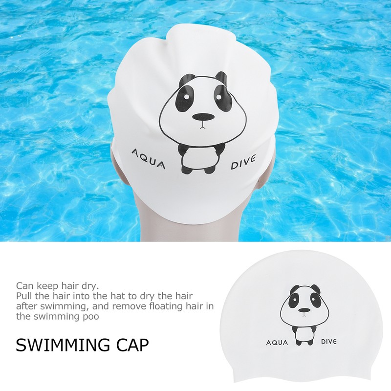 2Pcs Silicone Swimming Cap Hat Cartoon Cute Universal Type for
