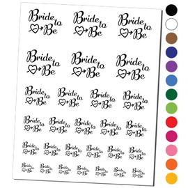 Bride to Be with Heart Wedding Bridal Shower Temporary Tattoo Water Resistant Fake Body Art Set Collection - Black (One Sheet)