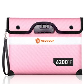 NEVGVUP Upgraded 6200°F Fireproof Document Bag with Code Lock, Fire Proof Bag w. Zipper/Reflective Strip, 9 Layers of Heat Insulated Materials, Fireproof Money Bag for Cash/Documents, Water Resistant
