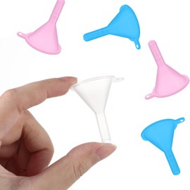 Ptwola 9PCS Plastic Small Funnel, Mini Perfume Funnel Filling Small Tiny Bottles Capsules Powder Spices Essential Oils Lotion Shampoo Sand Art (Pink + Blue + Transparent)