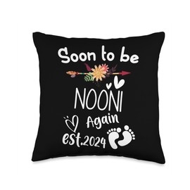 Soon To Be NOONI Again Est.2024 Baby Shower Pregnancy Throw Pillow, 16x16, Multicolor