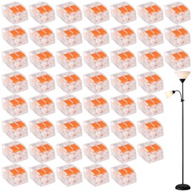 Pack of 50 Cable Connectors, Terminals, 2-Pin Cable Clamps, High-Quality Through Connectors, Terminals Set Used for Attaching Cables, Wide Range of Application Scenarios (Orange)