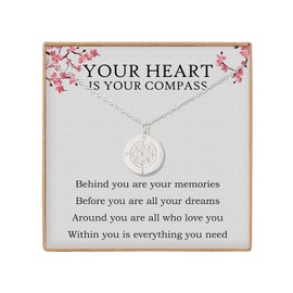Famdecor Graduation Gifts for Her Graduation Presents Sterling Silver Compass Necklace for Her Graduation for Daughter Sister