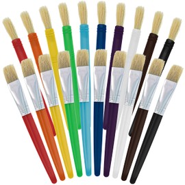 U.S. Art Supply 20-Piece Assorted Hog Bristle Brush Set - Large Thick Paint Brushes, Classroom Paint Brushes for Crafts, Tempera & Acrylic Painting, Ideal for Beginners & Students