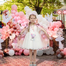 Sincere Party 10pcs Mermaid Sequins Pink Princess Cape with Bag,Jewelries Great Gift for Little Girls 3-8years