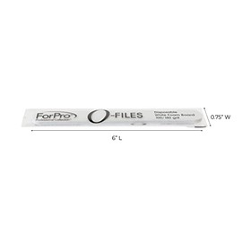 ForPro O-Files Tabla de espuma, lima de uñas de doble cara, grano 100/180, envuelto individualmente, 6 pulgadas de largo x 0.75 pulgadas de ancho, blanco, 100 unidades