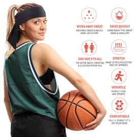 WILLBOND 3 Diademas para Cabeza para Mujeres y Hombres Diadema Deportiva con Lazo Trasero Muñequera Atlética de Tenis Banda para Cabello de Cabeza Seca Elástica con Lazo