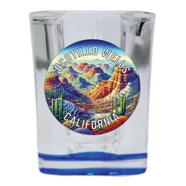 R and R Imports Ocotillo Wells California Souvenir Destination 2 Ounce Shot Glass Square Blue Base 2-Pack