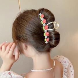 HAPVITAL Hair Clip, Office Simple, Hair Accessories, Hair Clip, Large, Office, Popular, Stylish, Gift, Ladies' Hair Ornament, Set of 1 (Orange)