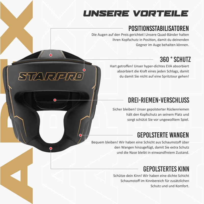Starpro Professional Boxing Head Guard - Premium Sparring Gear with