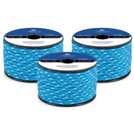 Abma Cord Braid Polyester Rope 4mm x 20m Dacron Polyester Cord, Blue/White - High UV & Abrasion Resistance - Low Stretch & Heavy Duty