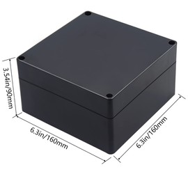 Otdorpatio Project Box IP65 Waterproof Junction Box ABS Plastic Black Electrical Boxes DIY Electronic Project Case Power Enclosure 6.3x6.3x3.54 inch (160x160x90 mm)