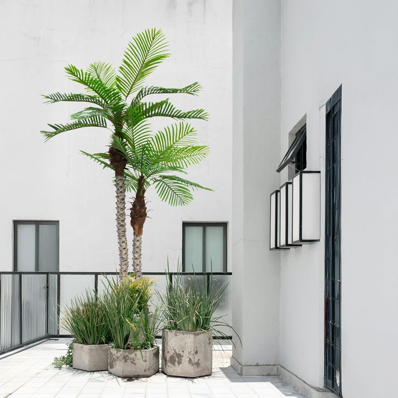 Haispring 8FT Artificial Palm Tree with Realistic Bark & Leaves,