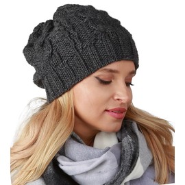 Alur EKO Women's Beanie Winter Hat Knitted Hat - Warm Elastic Elegant Winter Hat EKO - Soft Yarn Stylish Universal Warm (Graphite), graphitegray