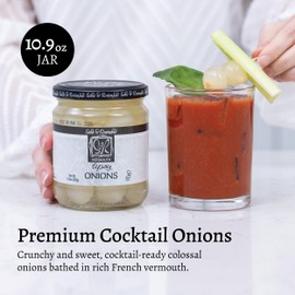 Sable & Rosenfeld Vermouth Tipsy Onions, 10.9 oz (Pack of 1), Gourmet Pickled Silverskin Cocktail Onions in Jar, Kosher, Gluten-Free Martini Garnish