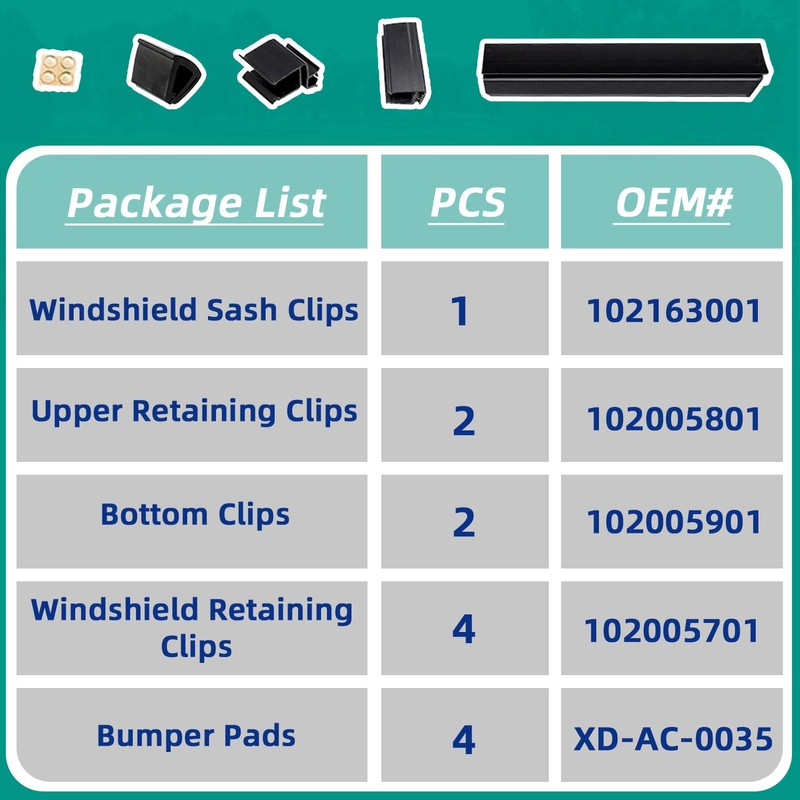 Drive-up Golf Cart Windshield Retaining Clips Kit for Club Car