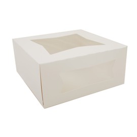 Southern Champion Tray 24293 Paperboard White Window Bakery Box, 9" Length x 9" Width x 4" Height (Case of 150)