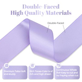 Kryvus Lavender Satin Ribbon, 1.5 Inch X 25 Yards, Premium Satin Ribbon for Gift Wrapping, Crafts, Hair Bow Making, Sewing, Flower Bouquet, Wedding Party Decor
