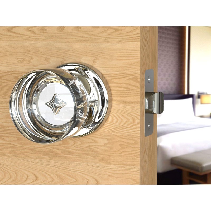 Dummy Round Crystal Door Knobs Polished Chrome Round Rosette