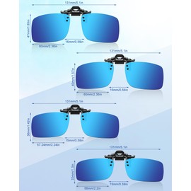 Frienda 5 Pairs Polarized Clip On Sunglasses Rimless Flip Up Anti Glare Driving Glasses (Vivid Color,2.36 x 1.85 Inch)