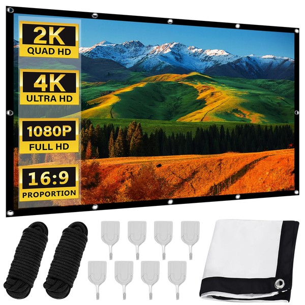 WANDGU 100 Inch Projector Screen: 16:9 HD 4K Projector Screen
