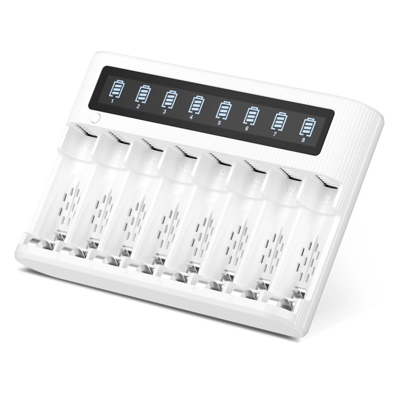 EBL 8 Slots LCD Rechargeable Battery Charger For Ni-MH Ni-Cd