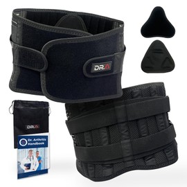 Dr. Arthritis Back Brace Support Belt, Orthopedic Back Protector to Help Aid Back Discomfort, Sciatica, Herniated Disc, Scoliosis & More, Black, Medium