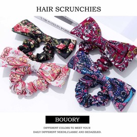 Bouory Soft Big Hair Scrunchies Polka Dot Hair Ties Red Bandana Scrunchies Elastics Thick Ponytail Holders for Women and Girls 4PCS (Type H)
