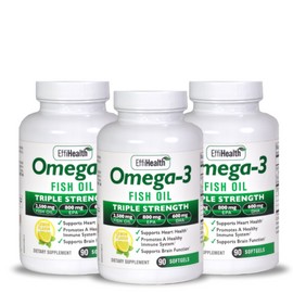 EffiHealth Omega 3 Fish Oil 3 Pack- Triple Strength Fish Oil - 2500mg, EPA, DHA