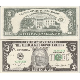 John McCain Mummy $3 Dollars Novelty Bill Slick Times Funny-Money 1996 New