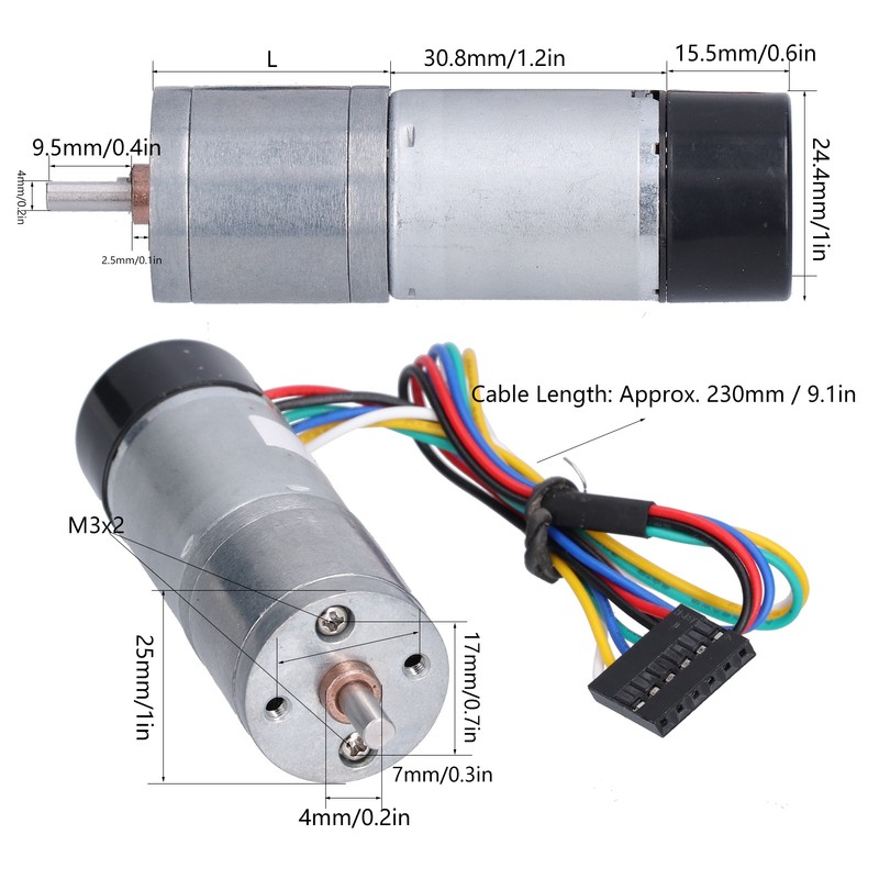DC Geared Motor with Encoder Speed Measuring Signal Feedback Smart